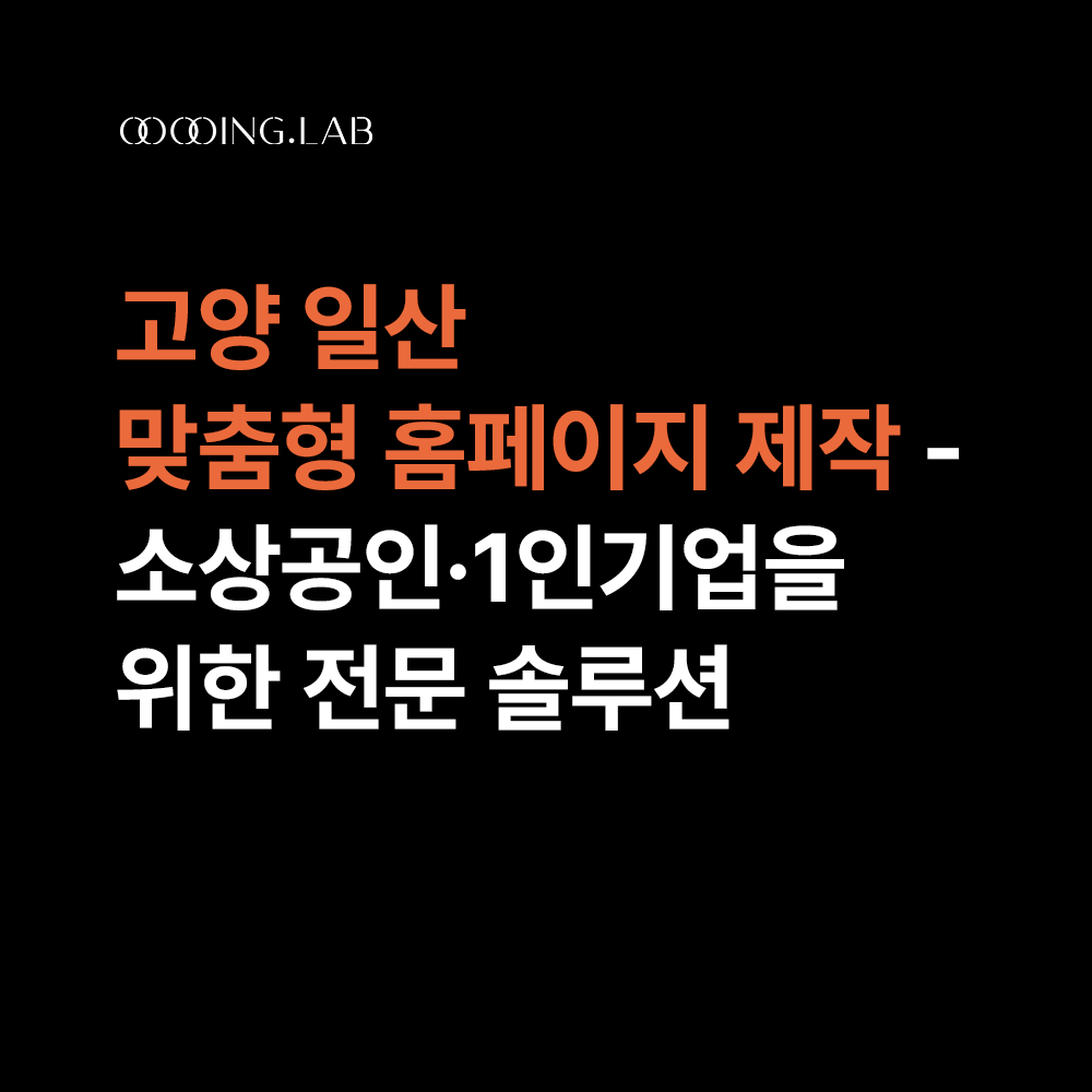 고양 일산 맞춤형 홈페이지 제작